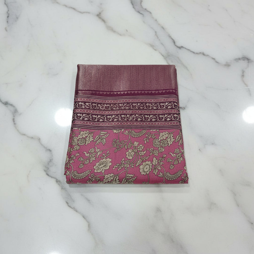 Silk Georgette borderless saree with Printed Buttas ,flowy drape elegant light weight Silk blend saree in Pink Floral Color