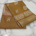 Silk Georgette borderless saree with Printed Buttas ,flowy drape elegant light weight Silk blend saree in Yellow Color
