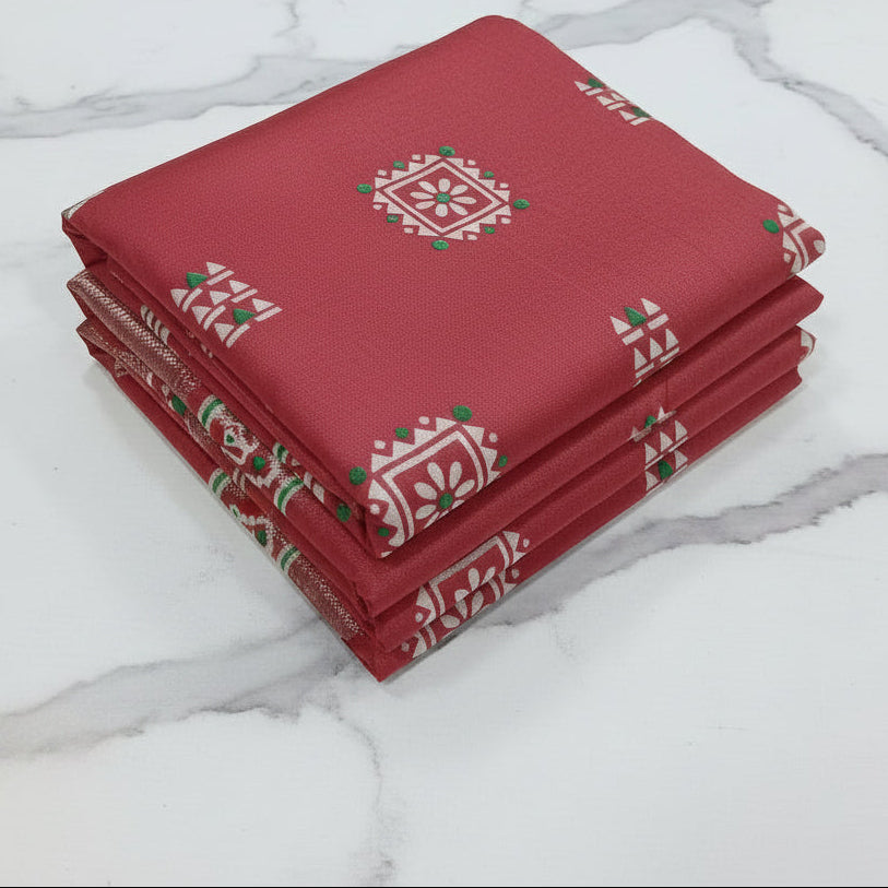 Silk Georgette borderless saree with Printed Buttas ,flowy drape elegant light weight Silk blend saree in Peach Color