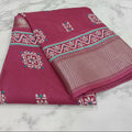 Silk Georgette borderless saree with Printed Buttas ,flowy drape elegant light weight Silk blend saree in Pink Color