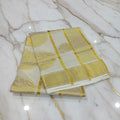Cream & Gold Kerala kasavu tissue silk saree with gold zari border