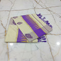 Tissue Silk Saree with Gold Kasavu Authentic Kerala Kasavu Saree in Cream Color with Printed Lilac Peacock Feathers