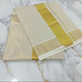 Tissue Silk Saree with Gold Kasavu Authentic Kerala Kasavu Saree in Silk in Cream Gold Color