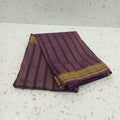 Georgette Silk Plain Saree with elegant gold silk thread border and thin lines Pallu in Dark Purple Color