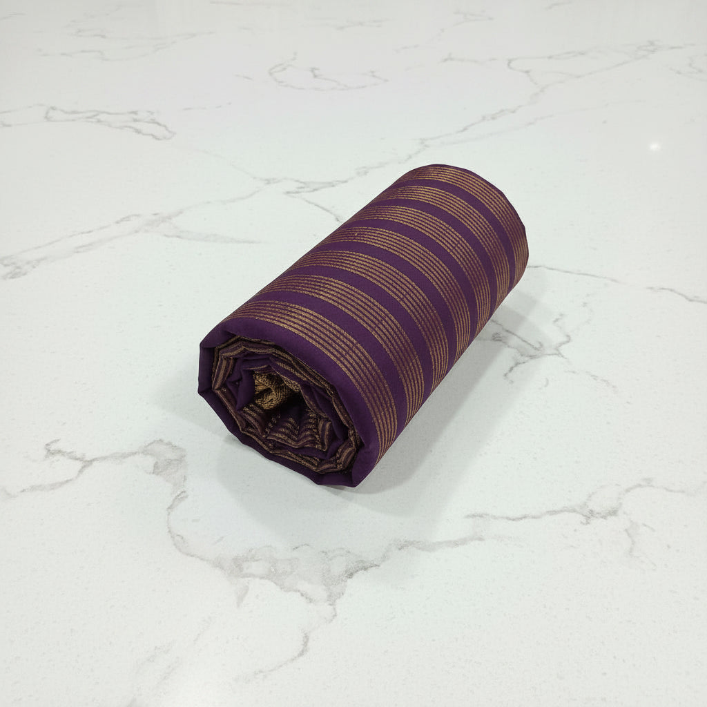 Georgette Silk Plain Saree with elegant gold silk thread border and thin lines Pallu in Dark Purple Color