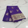 Georgette Saree with elegant gold silk thread Mango Buttas all over intricate border and Pallu in Purple Color