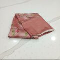 Georgette Silk Saree with beautiful Flowers printed all over saree with wide border in Peachish Brown Color