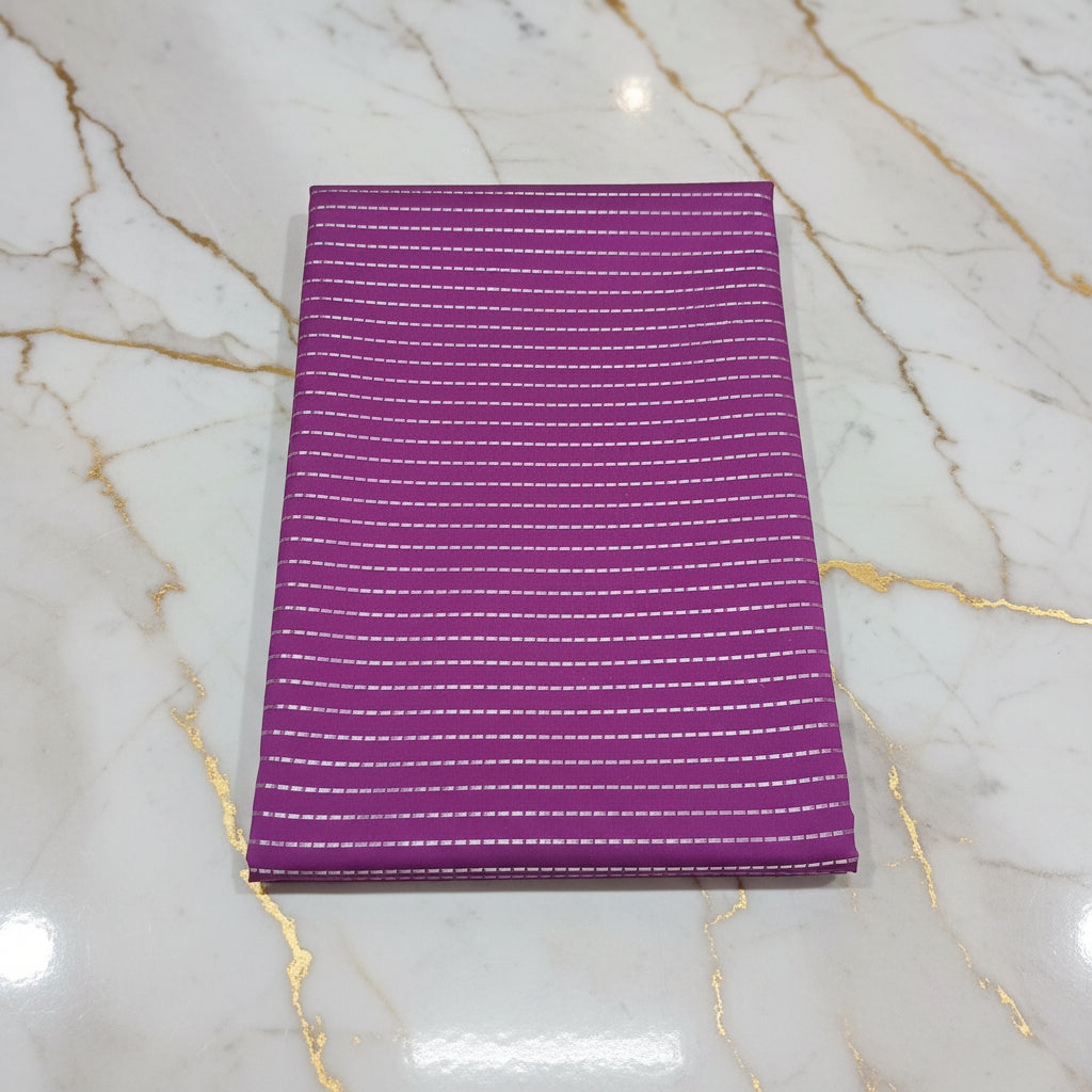 Kanchipuram Silk saree with Gold Zari Lined pattern with Gold Butta all over saree and pallu in Purple Color