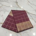 Kanchipuram Silk saree with Gold Zari big checkered pattern with Gold Butta all over saree and pallu in Maroon Color