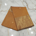 Kanchipuram Silk saree with Gold Zari checkered pattern with Gold Butta all over saree and pallu in Yellow color