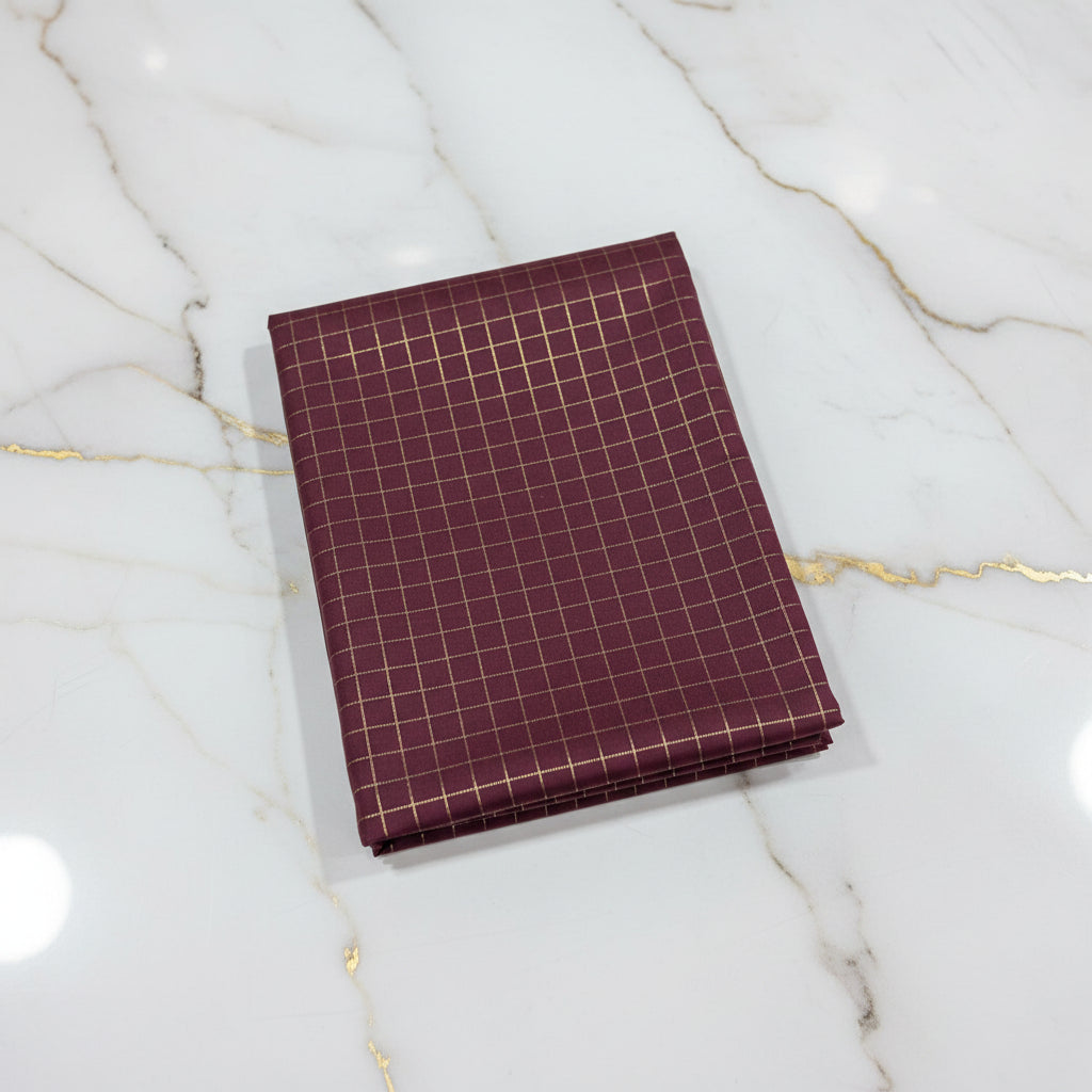 Kanchipuram Silk saree with Gold Zari mini checkered pattern with Gold Butta all over saree and pallu in Maroon Color