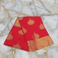 Kanchipuram Silk saree with Gold Zari pattern with Gold Butta all over saree and pallu in Red Color