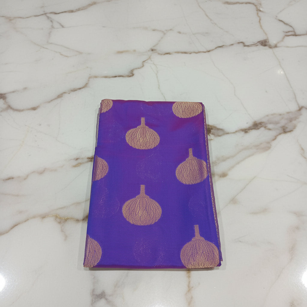 Kanchipuram Silk saree with Gold Zari pattern with Gold Butta all over saree and pallu in Royal Bluish Purple Color