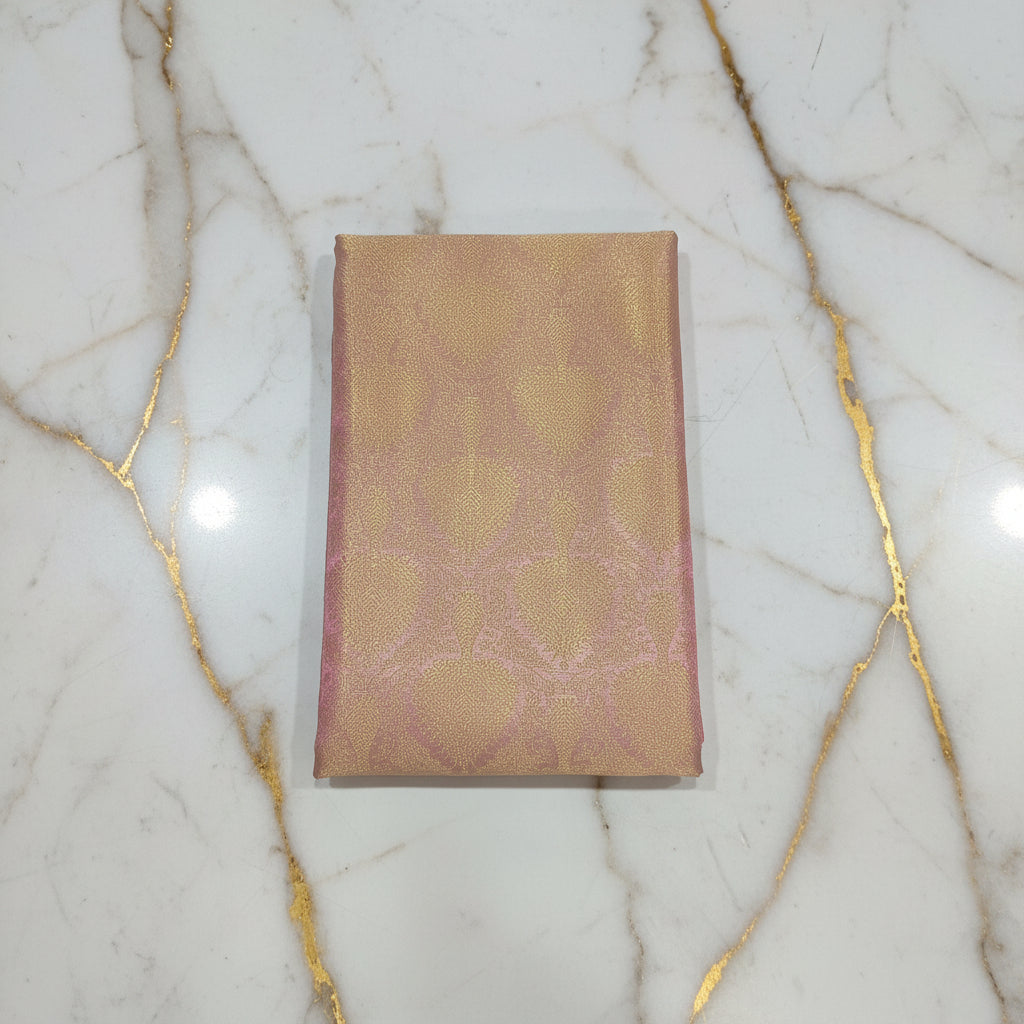 Kanchipuram Silk saree with Gold Zari pattern with Gold Butta all over saree and pallu in Sandalwood Red color