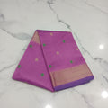 Chandheri Silk Saree with Flower Polka Dots Buttas with Gold Zari Border and Tassels in Lotus Pink color