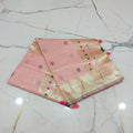 Patola Pure Silk Saree with Rich Gold Color Zari Border and Pallu in Light Pink Color