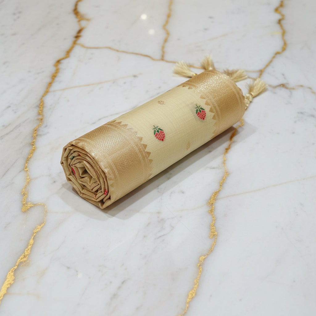 Patola Pure Silk Saree with Rich Gold Color Zari Border and Pallu in Light Yellow Color