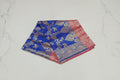 Banarasi Pure Silk Saree with luxurious Gold Zari Floral Buttas all over the saree and Pallu with leaf pattern in Royal Blue Red Color