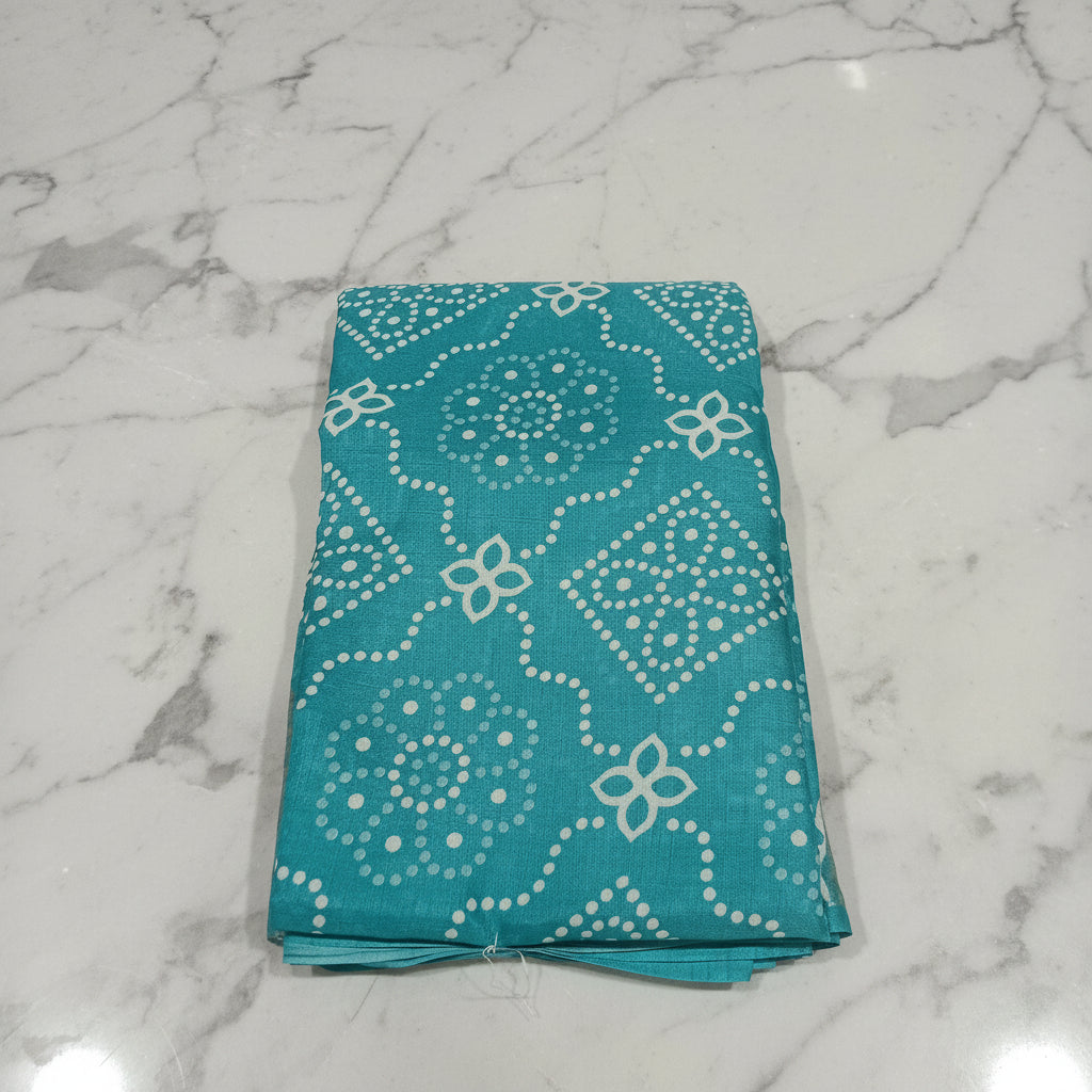 Cotton Polyester Trendy Modern Saree with Flowy Drape in Flower Printed Pattern in Sky Blue Color