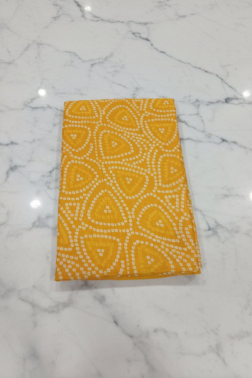 Cotton Polyester Trendy Modern Saree with Flowy Drape in Geometric Printed Pattern in Pleasant Yellow Color