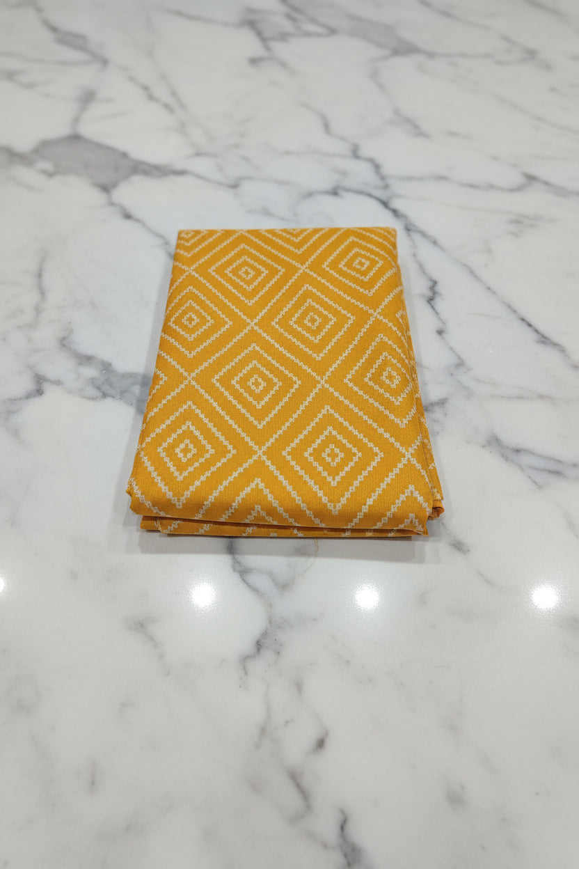 Cotton Polyester Trendy Modern Saree with Flowy Drape in Geometric Diamond Printed Pattern in Yellow Color