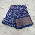 Cotton Polyester Trendy Modern Saree with Flowy Drape in Geometric Dot Printed Pattern in Royal Blue Color