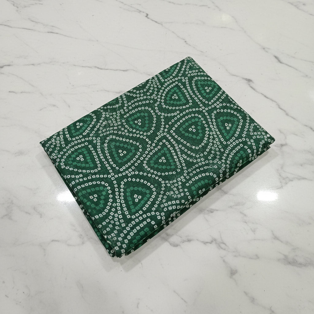 Cotton Polyester Trendy Modern Saree with Flowy Drape in Geometric Printed Pattern in Leaf Green Color
