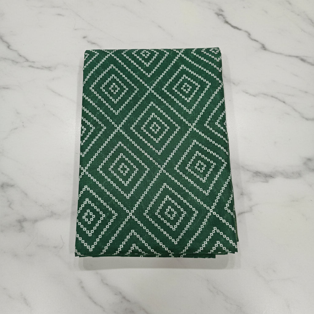 Cotton Polyester Trendy Modern Saree with Flowy Drape in Geometric Diamond Printed Pattern in Green Color