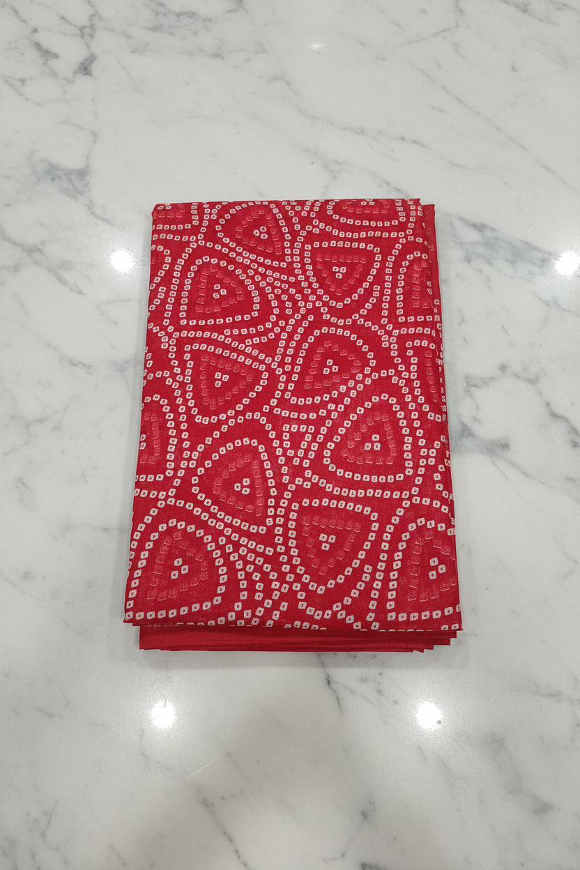 Cotton Polyester Trendy Modern Saree with Flowy Drape in Geometric Printed Pattern in Red Color