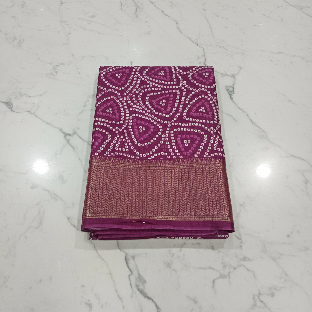 Cotton Polyester Trendy Modern Saree with Flowy Drape in Geometric Printed Pattern in Purple Color