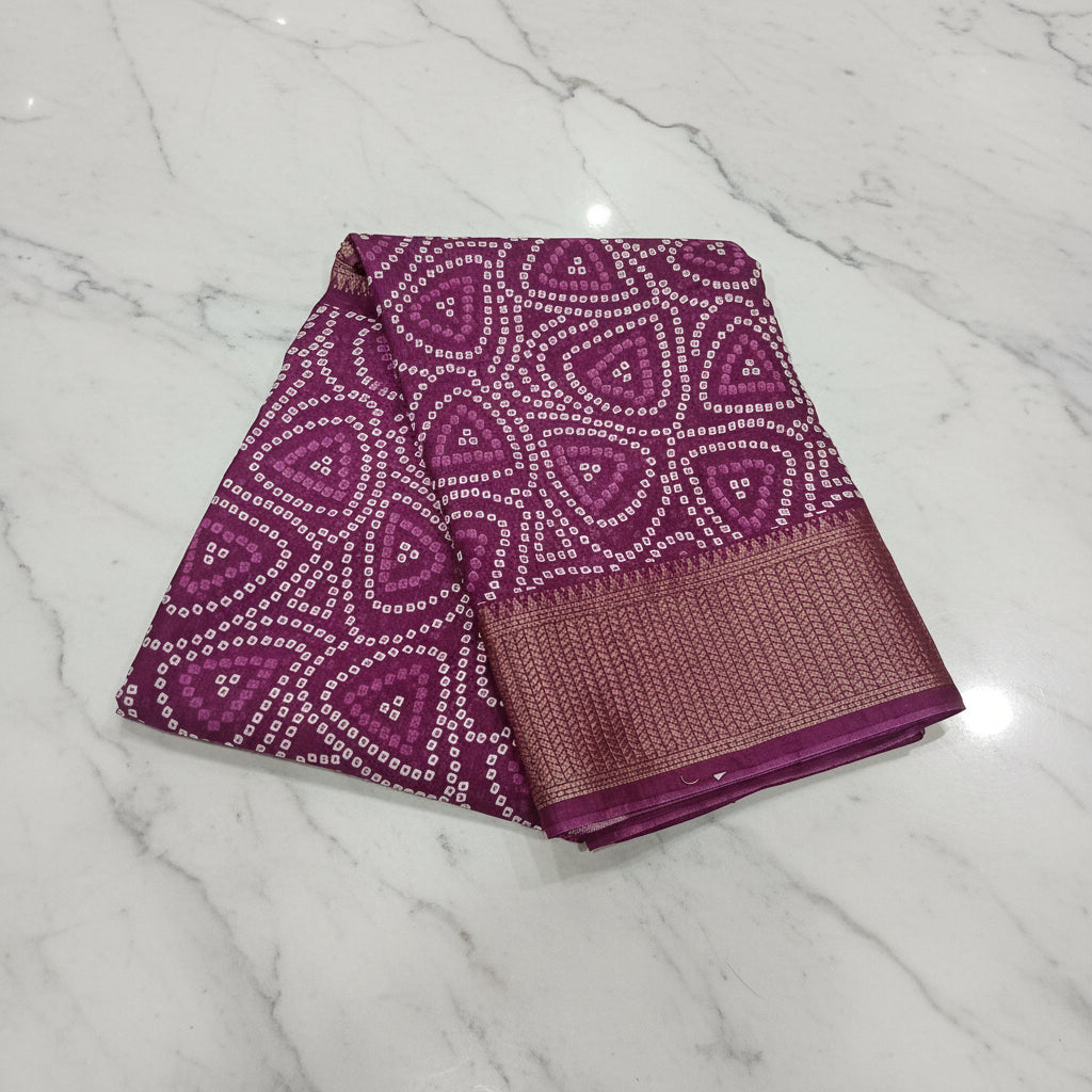 Cotton Polyester Trendy Modern Saree with Flowy Drape in Geometric Printed Pattern in Purple Color