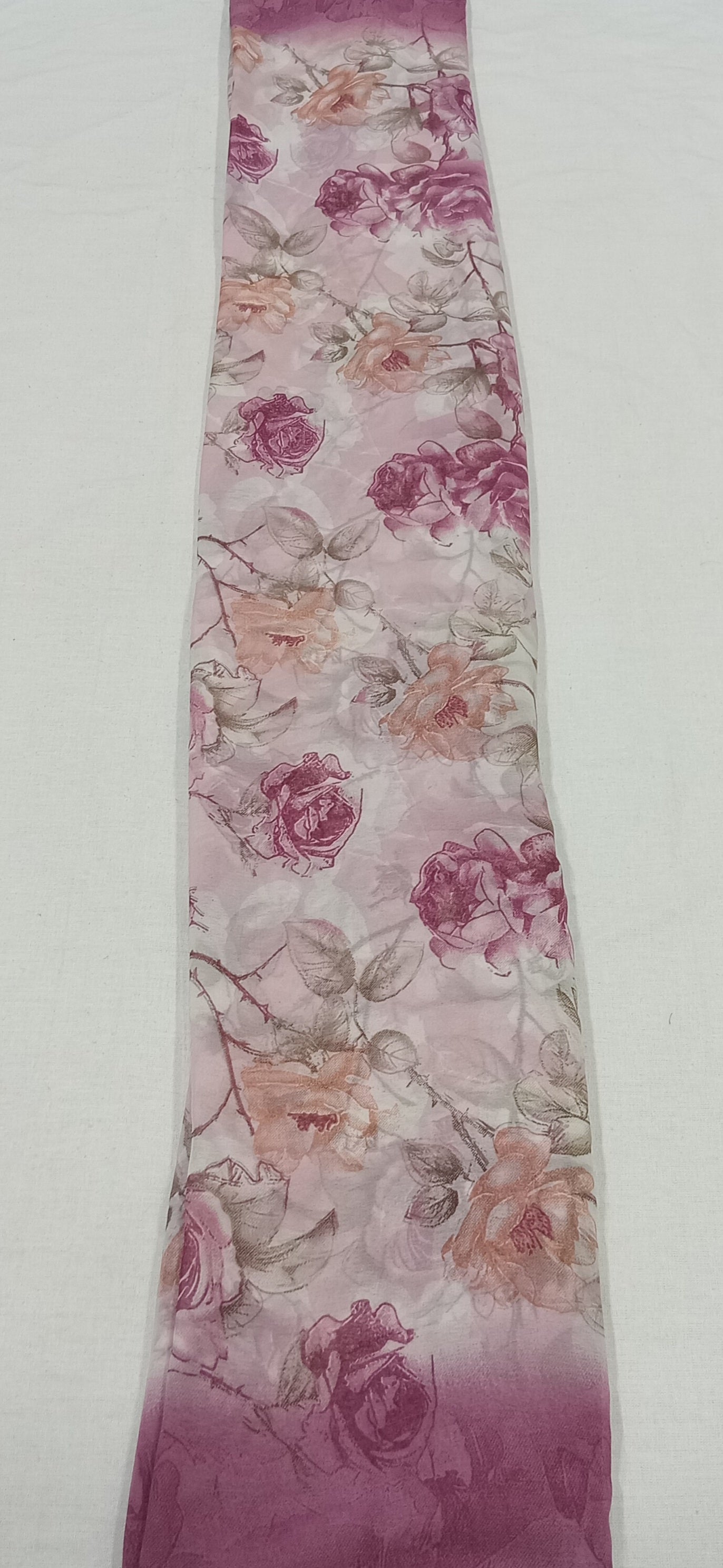 Georgette Chiffon Saree with Rose Flower printed in Lotus Pink Color