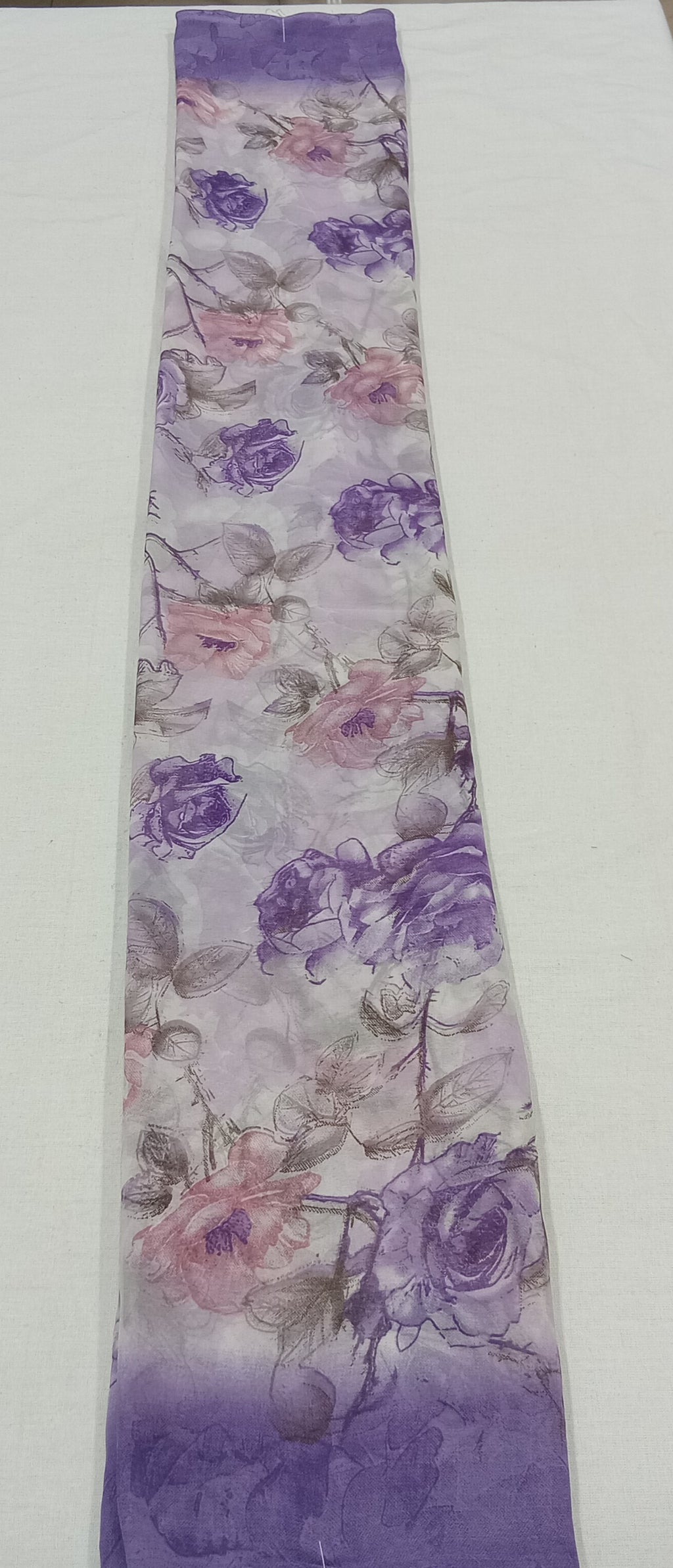 Georgette Chiffon Saree with Rose Flower printed in Purple Color