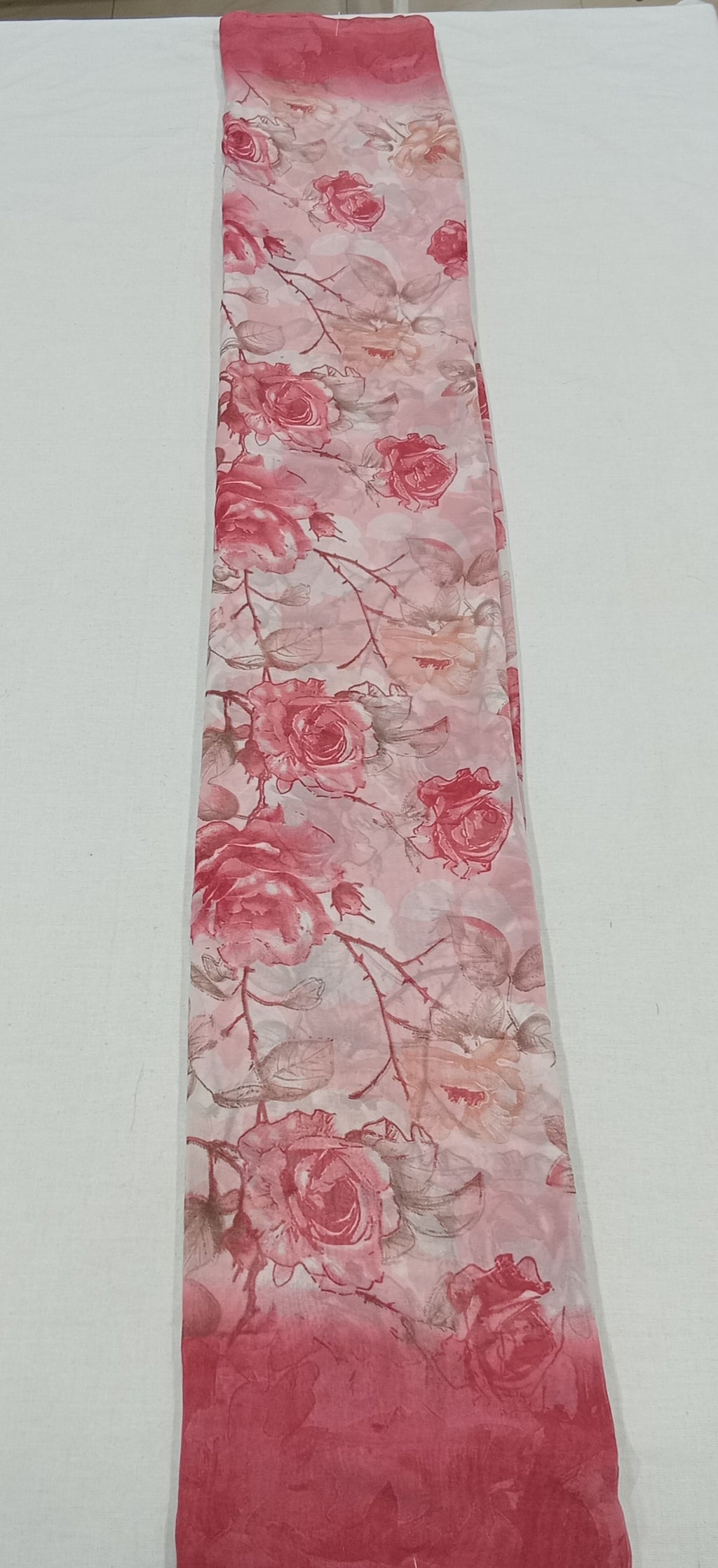 Georgette Chiffon Saree with Rose Flower printed in Reddish Brown Color