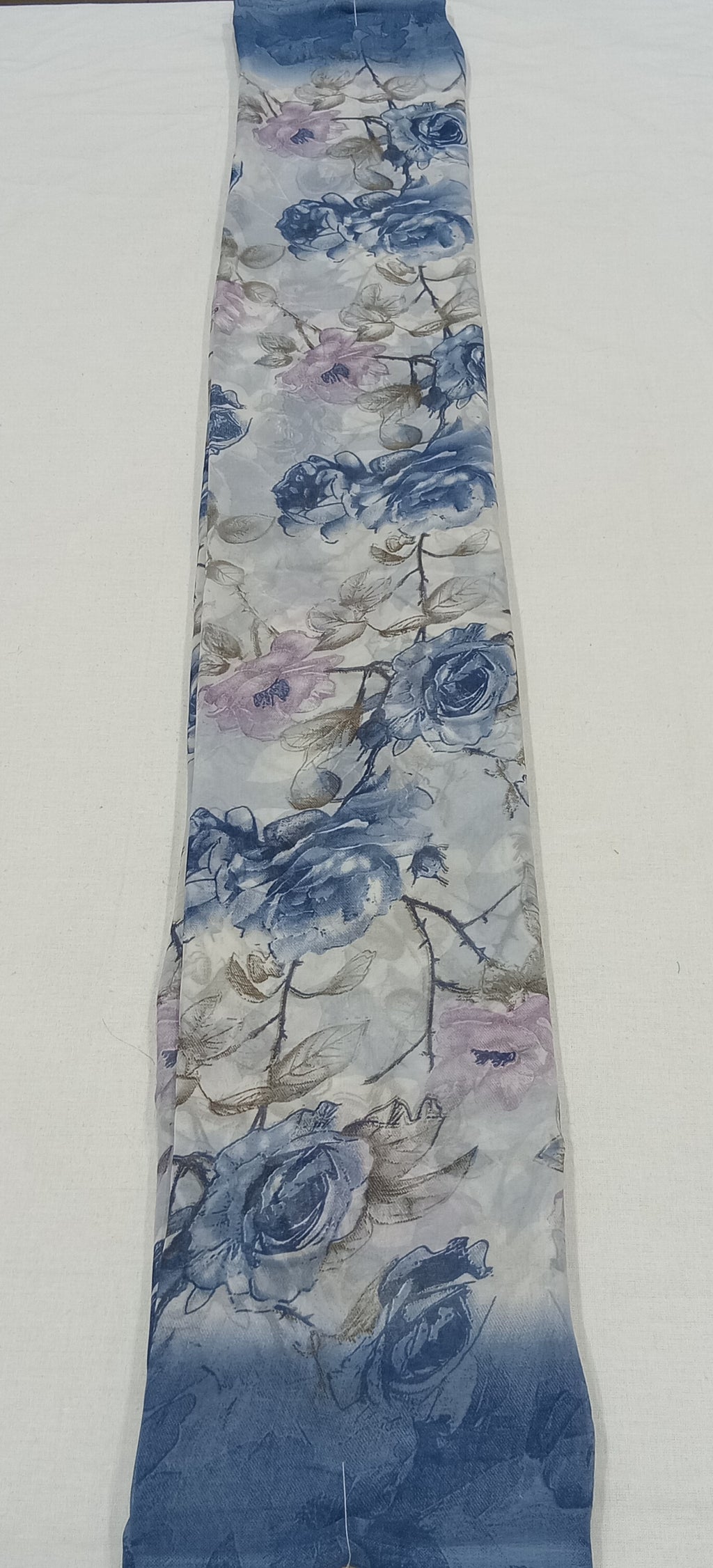 Georgette Chiffon Saree with Rose Flower printed in Blue Color