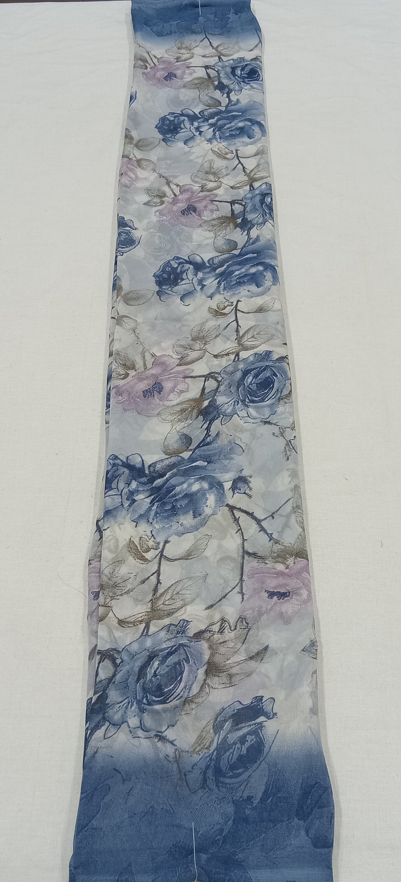 Georgette Chiffon Saree with Rose Flower printed in Blue Color