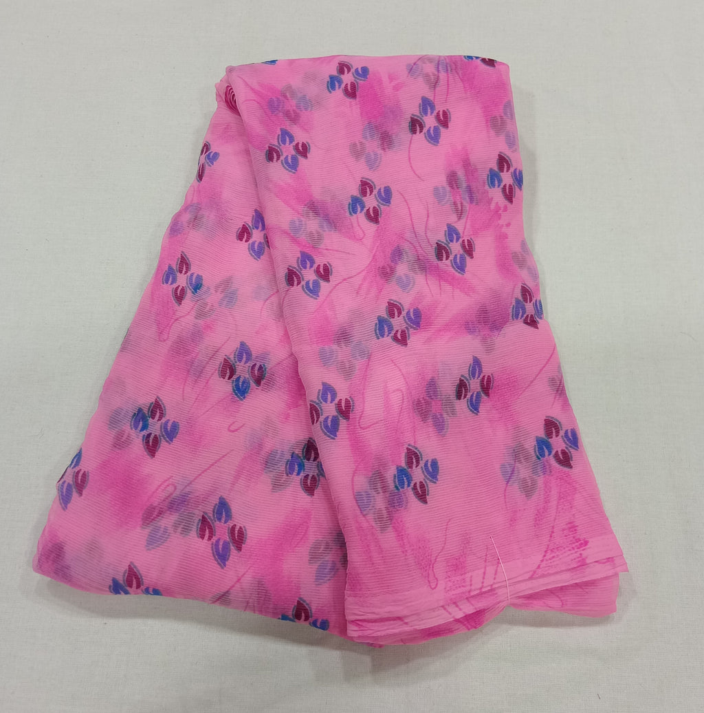Chiffon Saree with printed Petals in Pink color