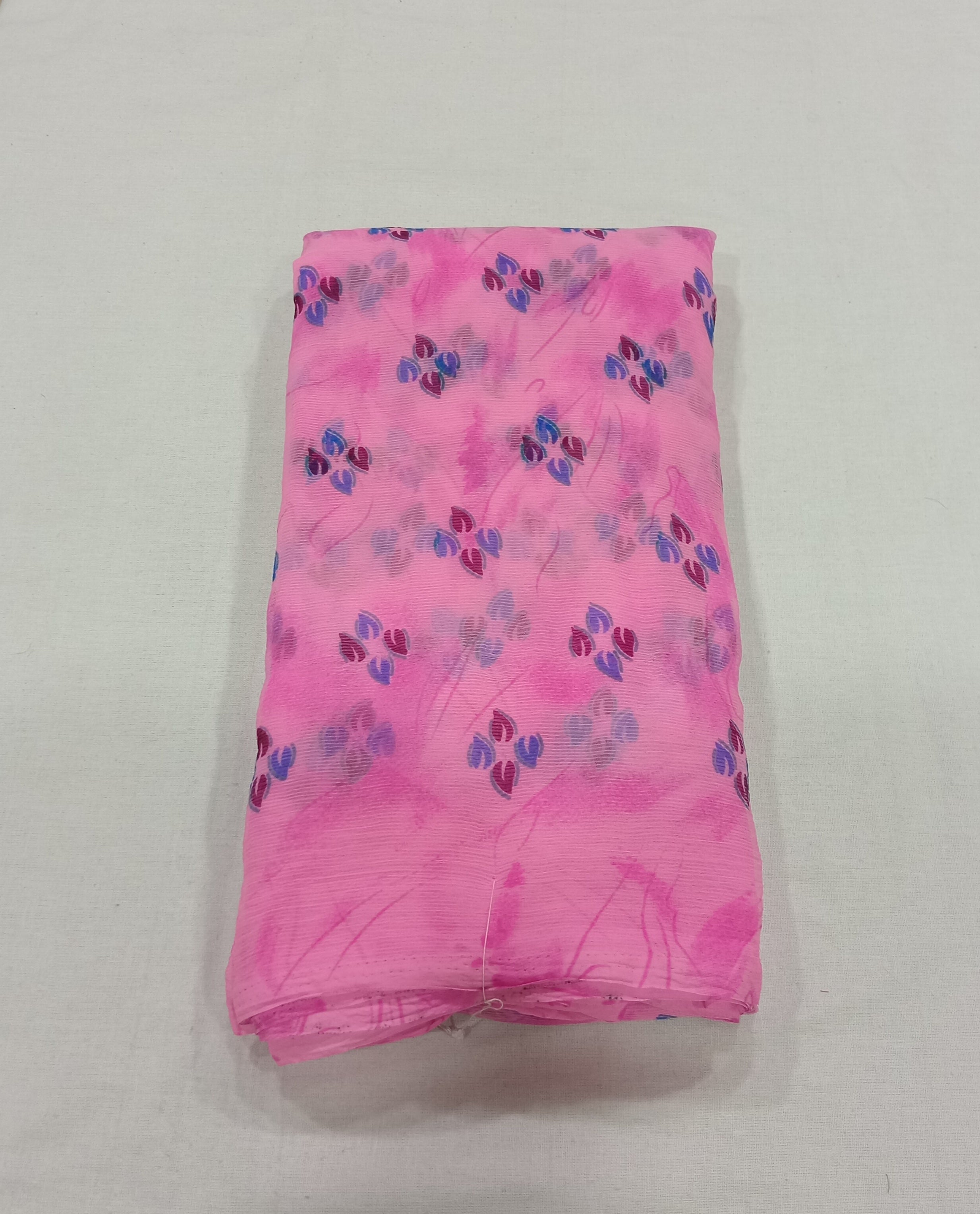 Chiffon Saree with printed Petals in Pink color