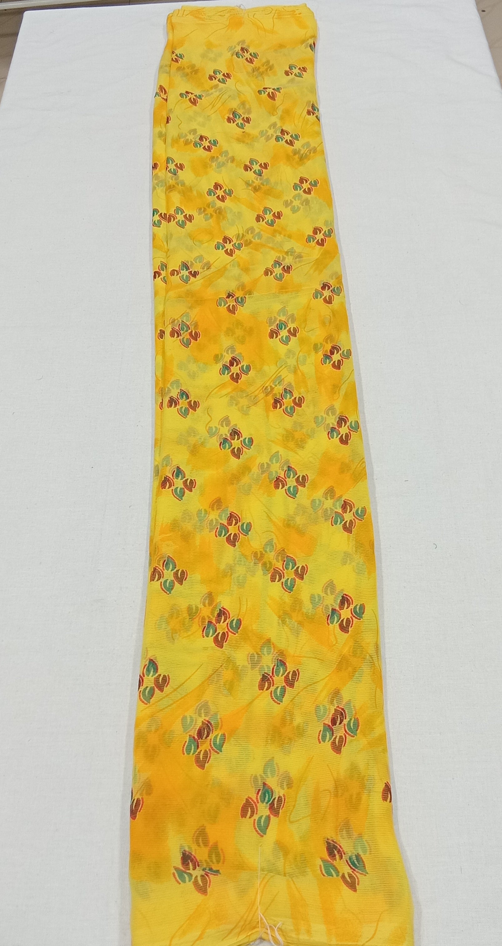 Chiffon Saree with printed Petals in Yellow color