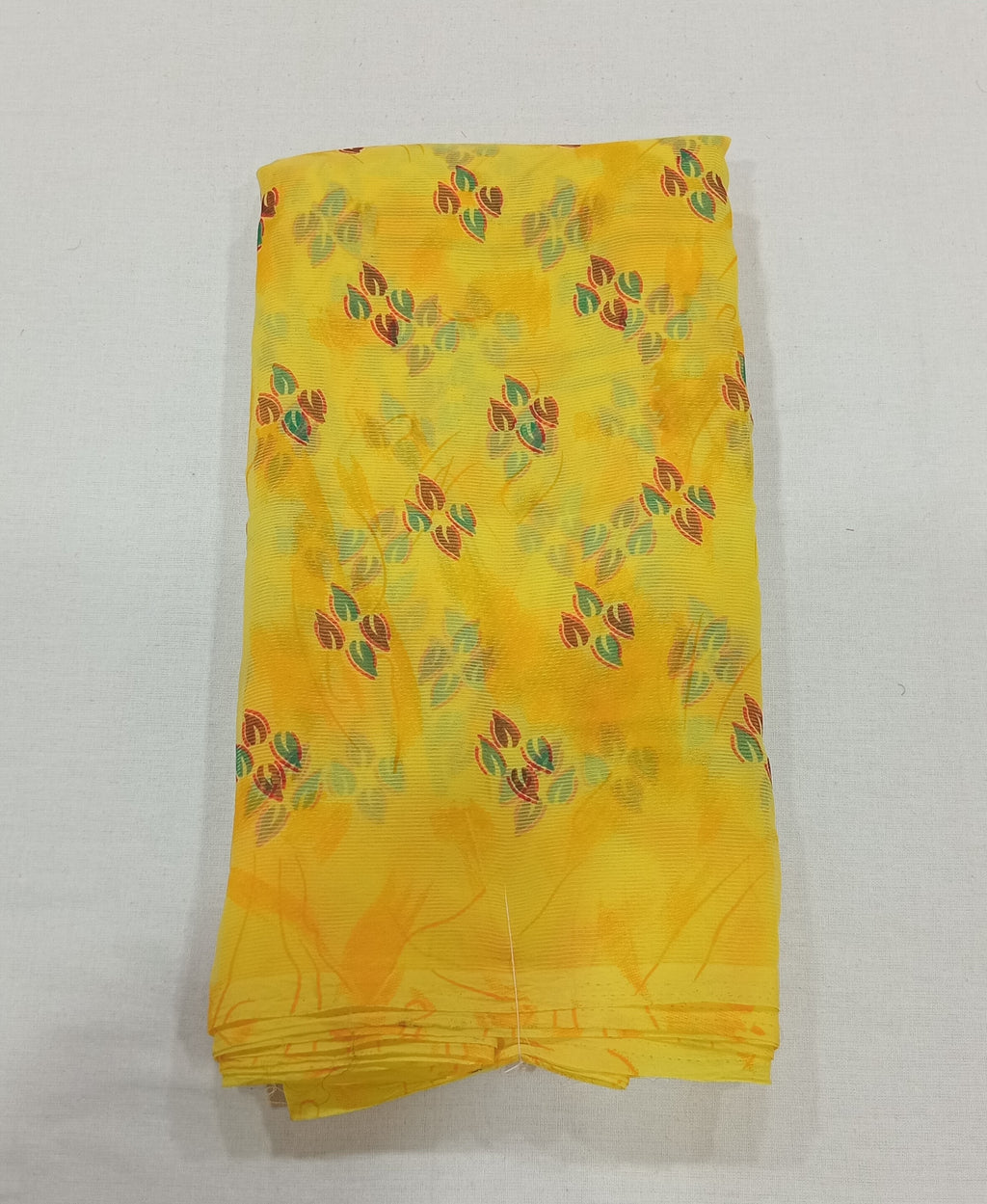 Chiffon Saree with printed Petals in Yellow color