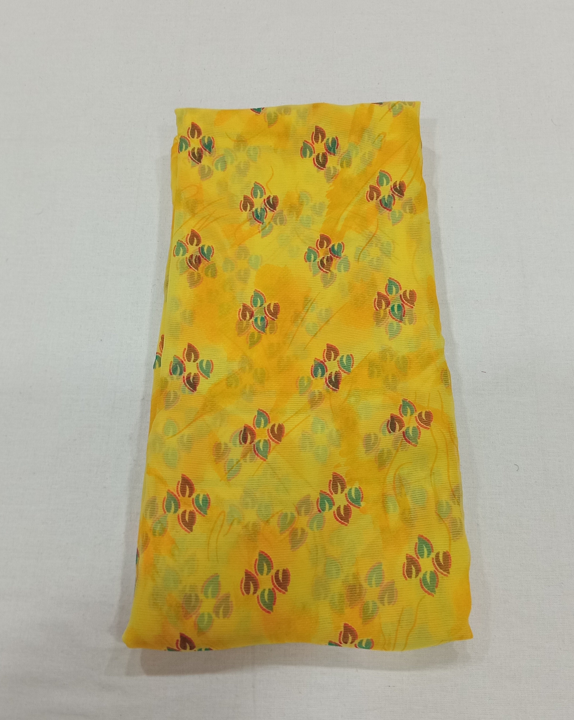 Chiffon Saree with printed Petals in Yellow color
