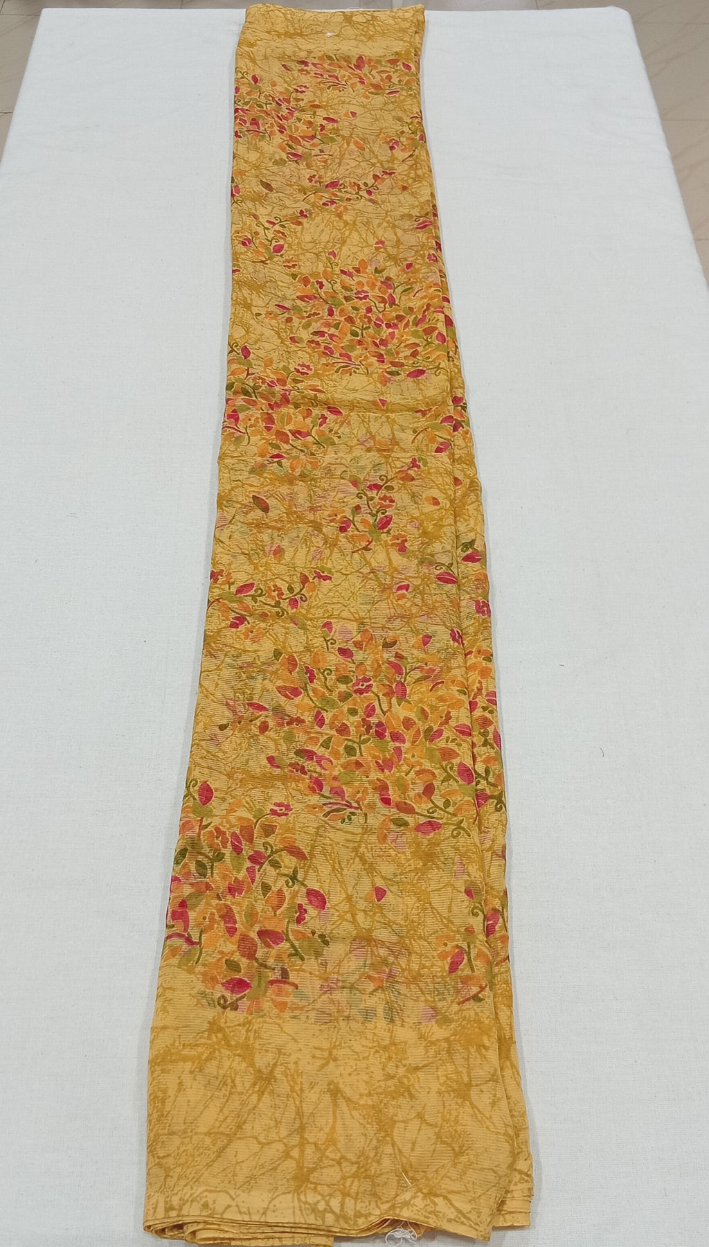 Chiffon Saree with printed Mini Flowers in Yellow color