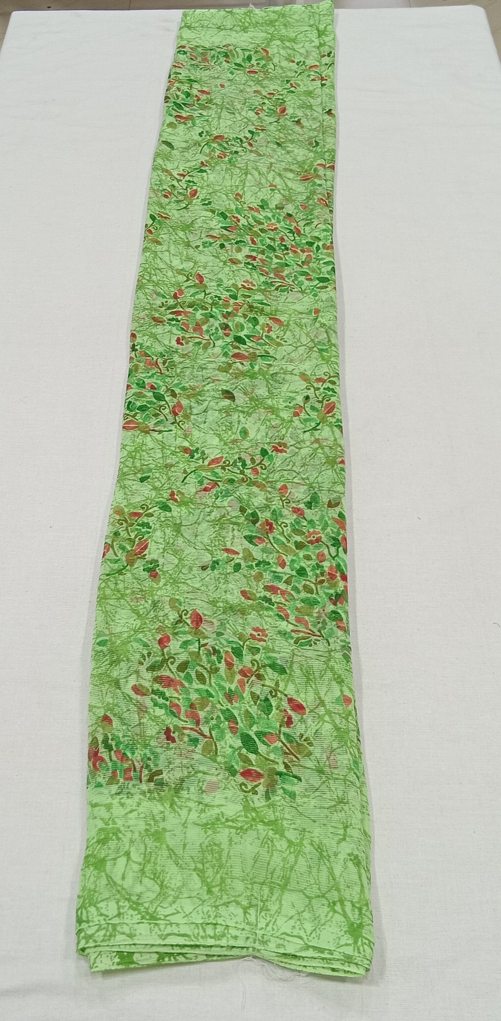 Chiffon Saree with printed Mini Flowers in Green color