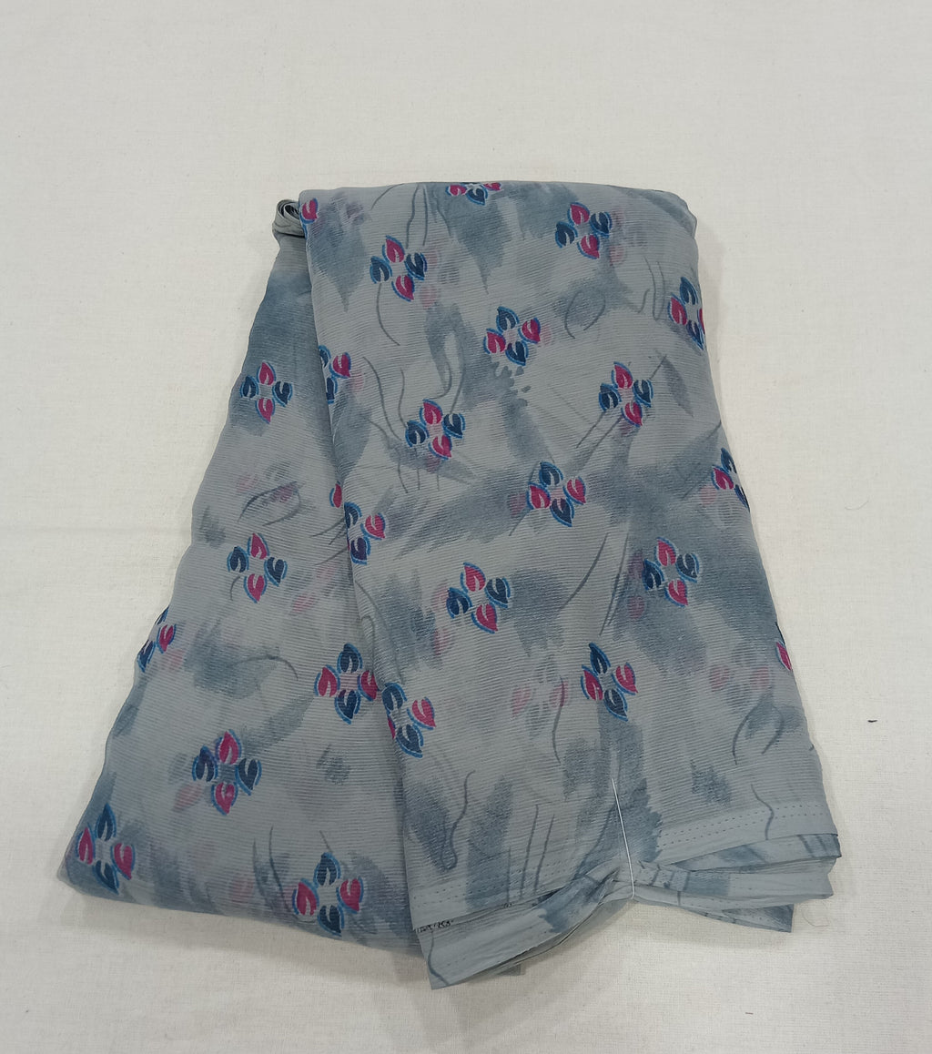 Chiffon Saree with printed Petals in Bluish Grey color