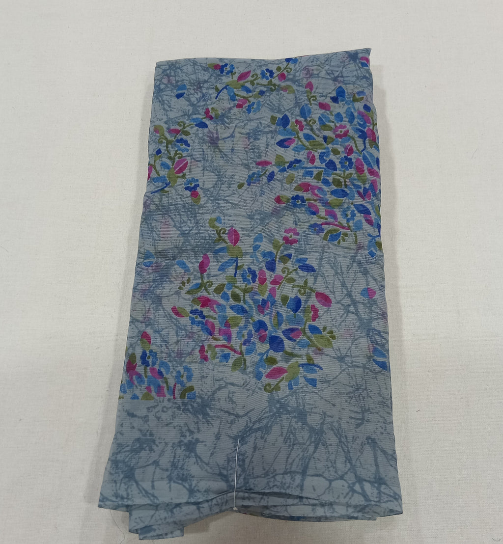 Chiffon Saree with printed Mini Flowers in Grey color