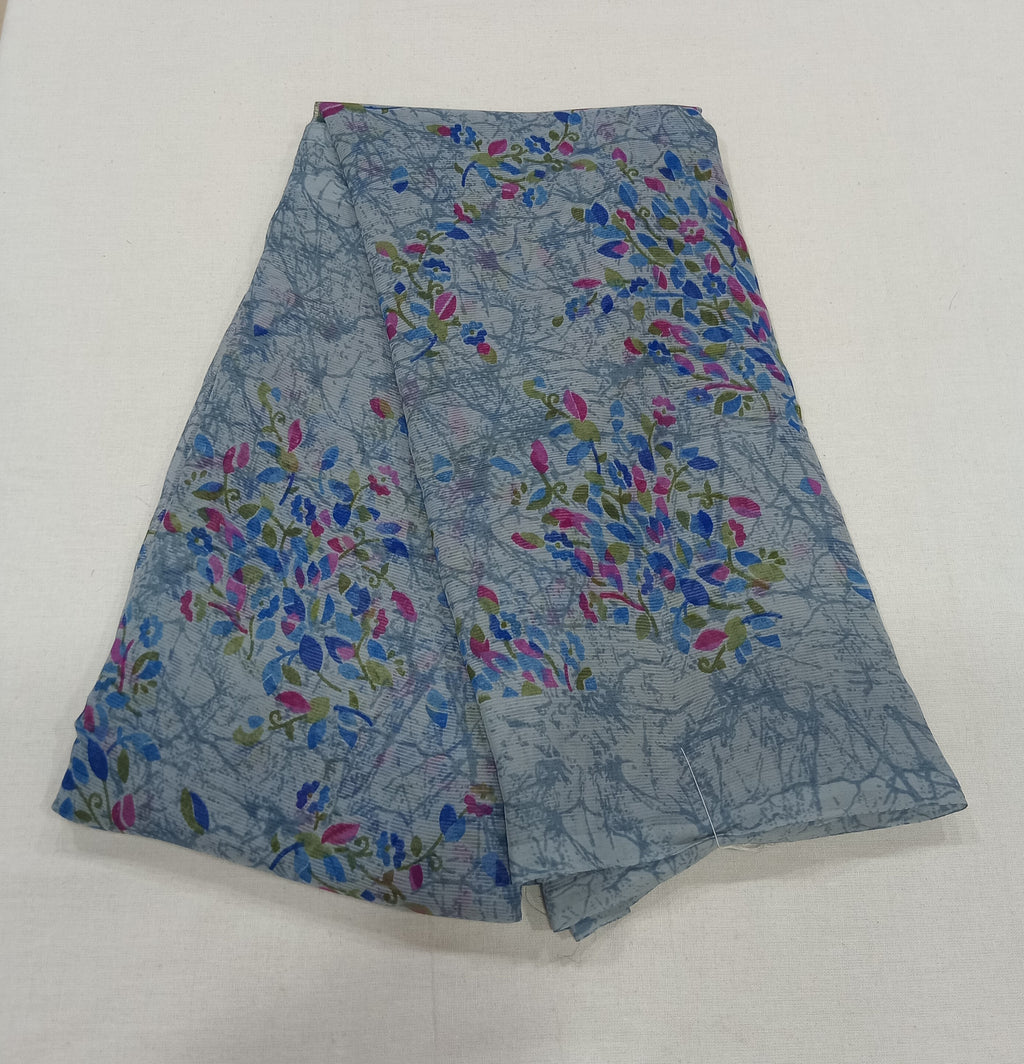Chiffon Saree with printed Mini Flowers in Grey color