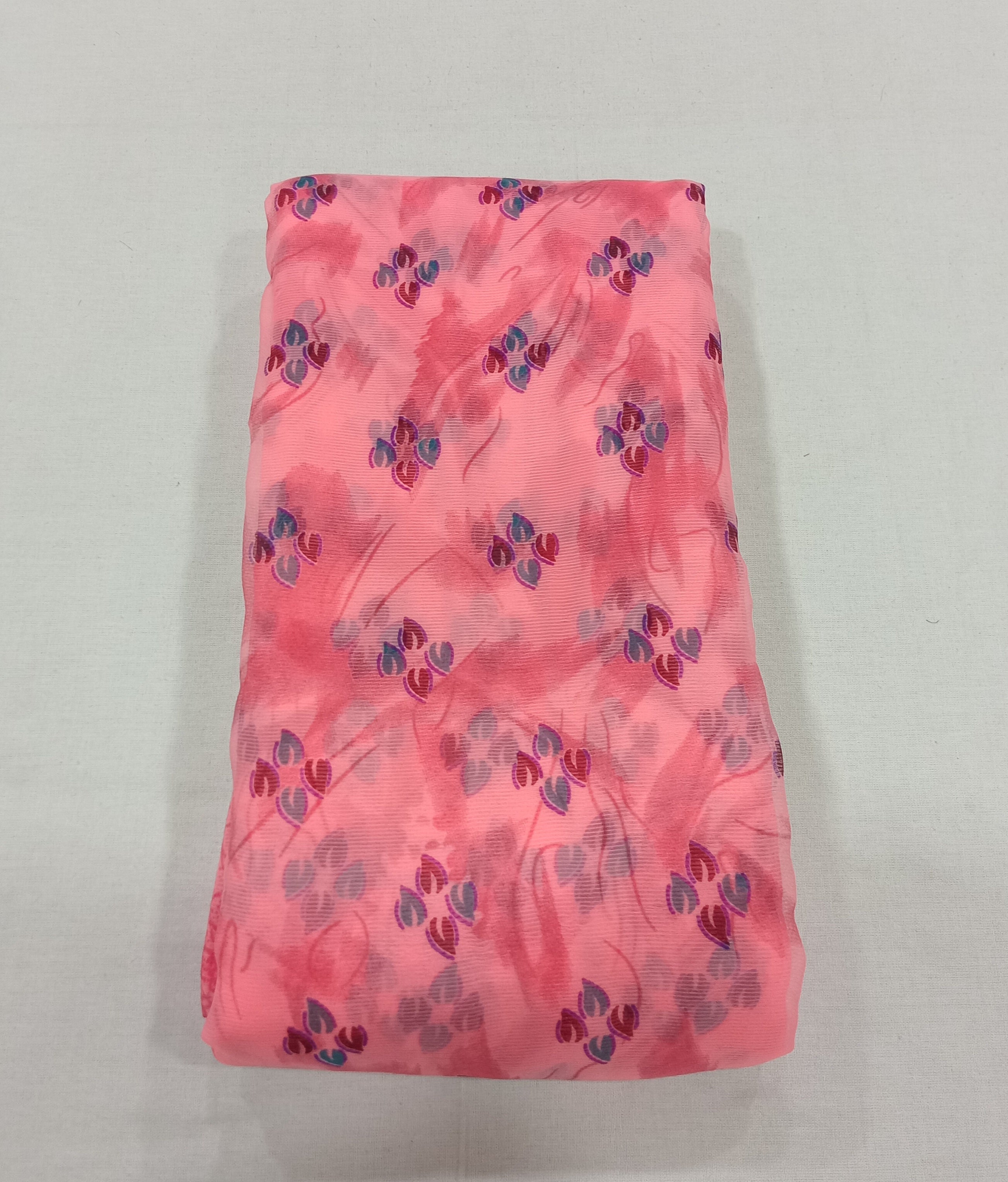 Chiffon Saree with printed Petals in Light Rose Pink color