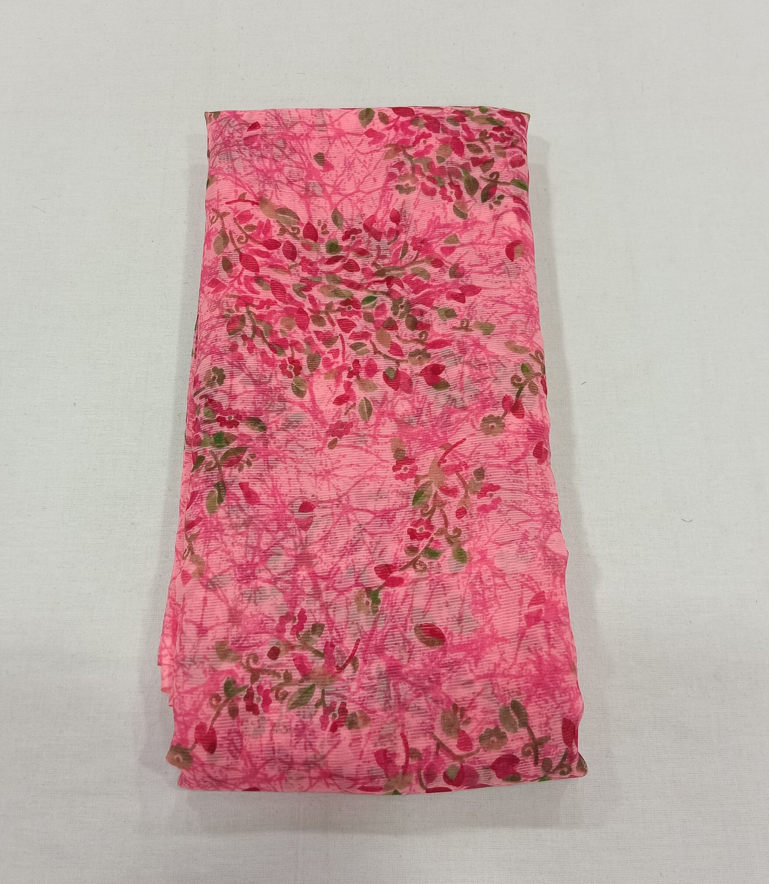 Chiffon Saree with printed Mini Flowers in Pinkish Pink color
