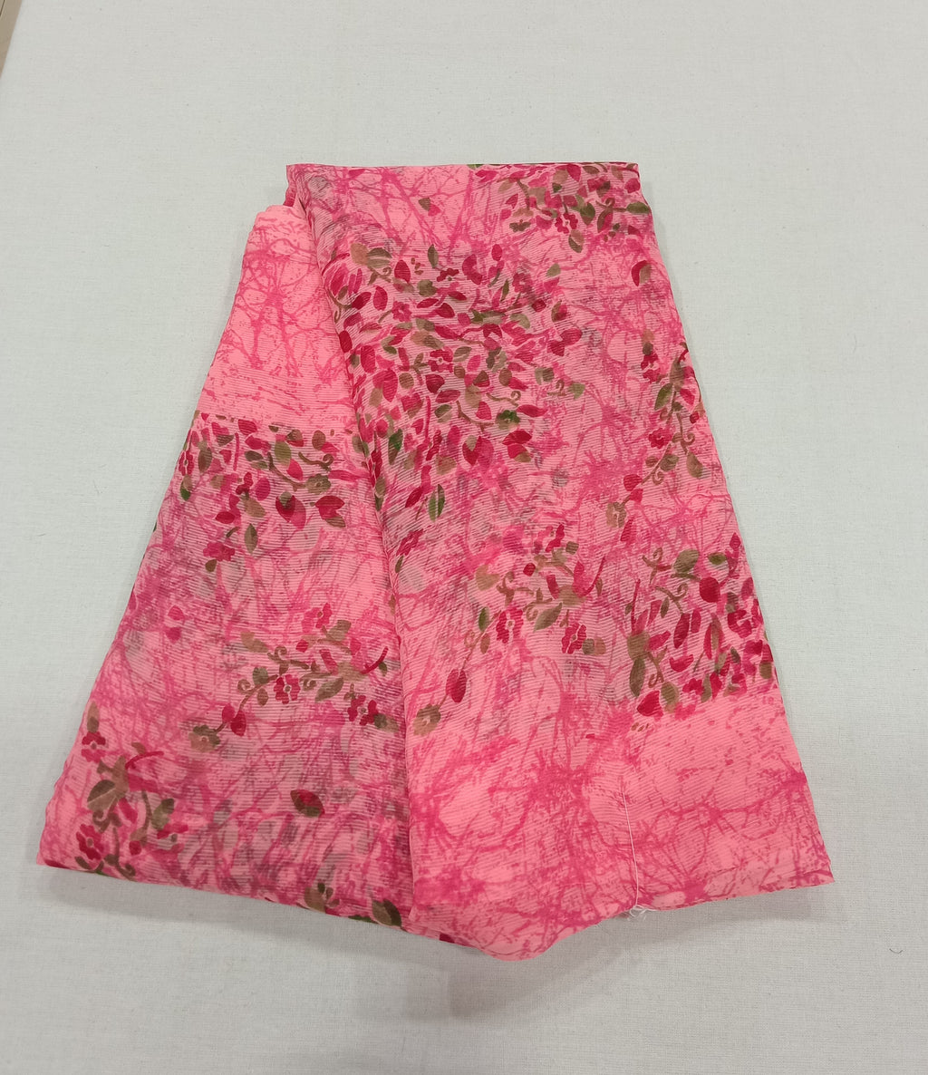 Chiffon Saree with printed Mini Flowers in Pinkish Pink color