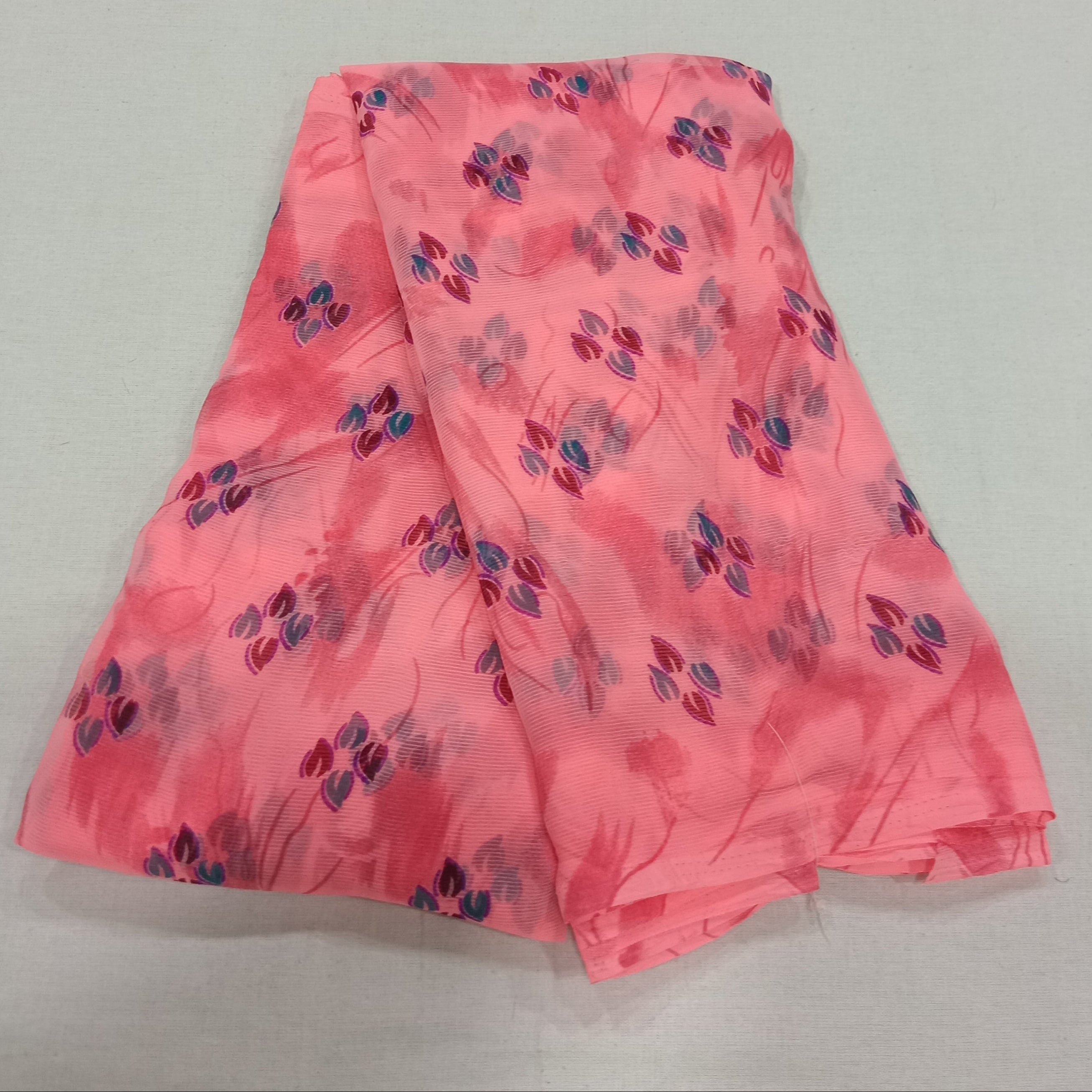Chiffon Saree with printed Petals in Light Rose Pink color